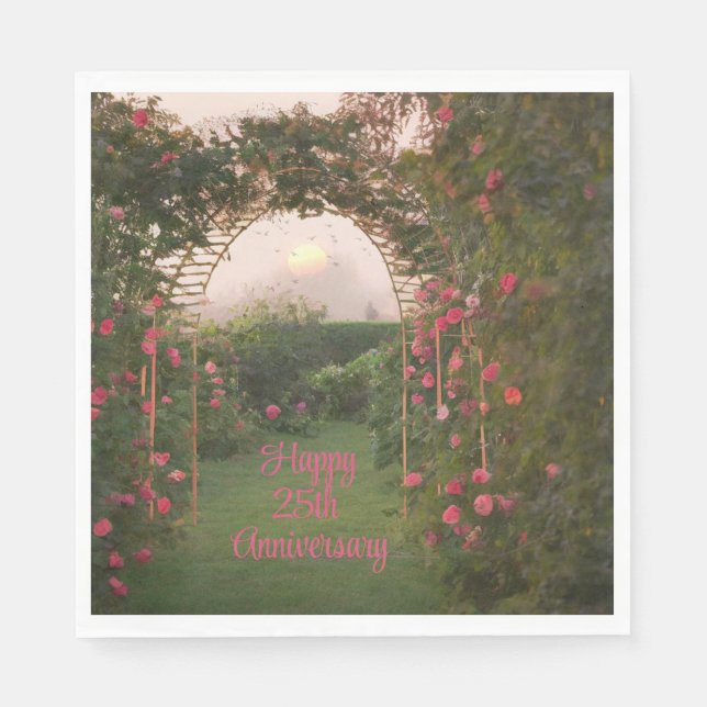 Rose Trellis 25th Anniversary Napkin (Front)