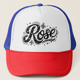 Rose Typography - Whimsical Elegance Trucker Hat