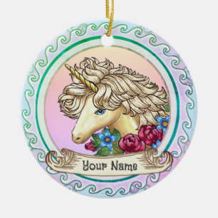 Rose Unicorn Ceramic Ornament
