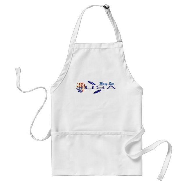 Rose USA Flag Blue Personalised  Standard Apron (Front)