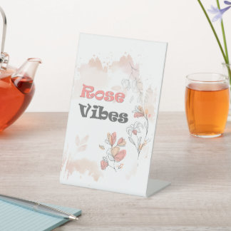 Rose Vibes – Aesthetic Floral Mood Pedestal Sign