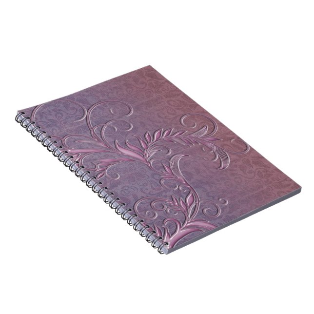 Rose Violet Ombre Effect Damask with Embelishments Notebook (Right Side)