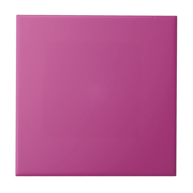 Rose Violet Solid Colour Print, Dark Magenta Pink Ceramic Tile (Front)