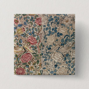'Rose' wallpaper design (pencil and w/c on paper) 15 Cm Square Badge