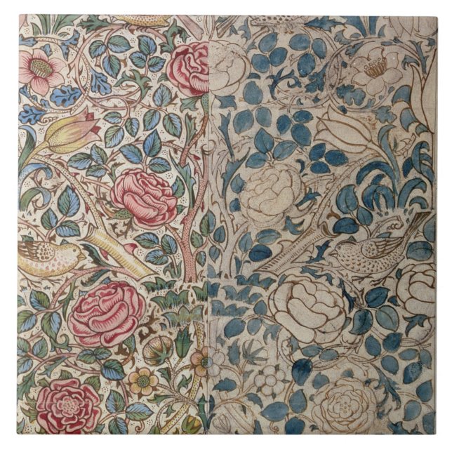 'Rose' wallpaper design (pencil and w/c on paper) Ceramic Tile (Front)