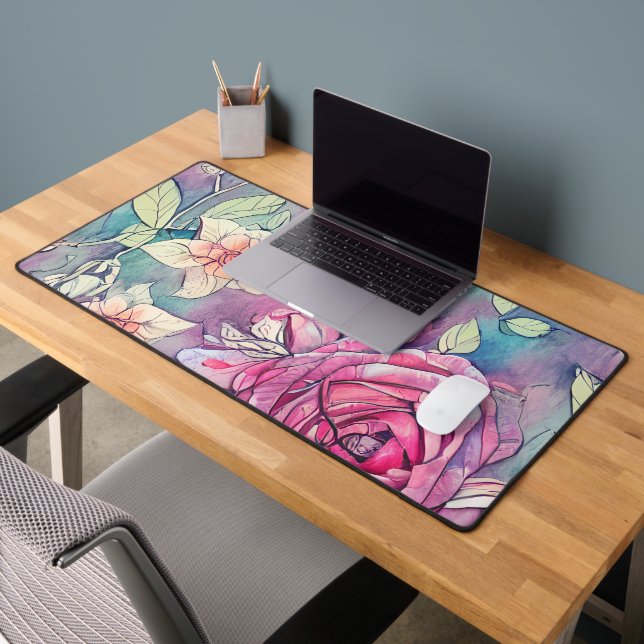 Rose Watercolor  Desk Mat (Office 2)