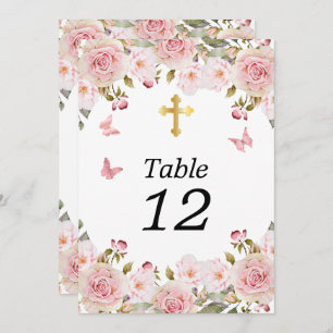 Rose Watercolor Floral Butterflies Cross Table No.