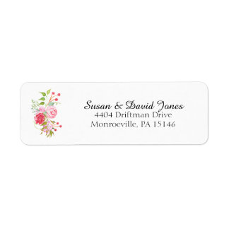 Rose watercolor floral mix address return address label