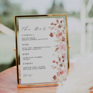Rose Wedding Bar Menu Sign Template, Invitation