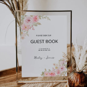 Rose Wedding Guest Book Sign Template