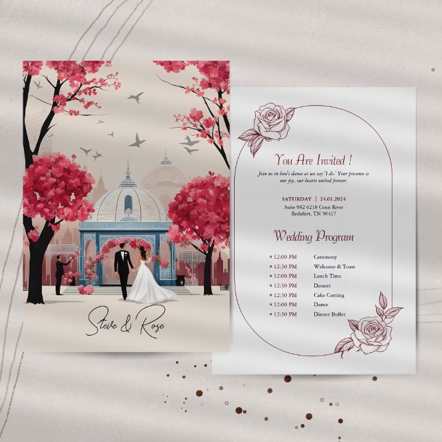 Rose Wedding Invitation and Program (Creator Uploaded)