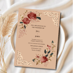 Rose Wedding Invitation Elegant Modern Tropical