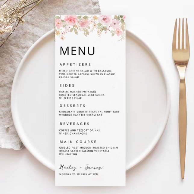  Rose Wedding Menu Cards Template (Rose Wedding Menu Cards Template)