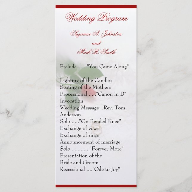 Rose Wedding Programs (Front)