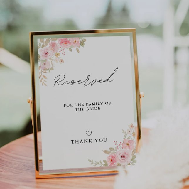 Rose Wedding Reserved Bride's family Sign Template (Rose Wedding Reserved Bride's family Sign Template)