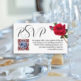 Rose Wedding RSVP QR code Enclosure Card
