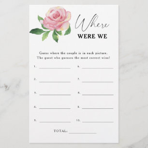Rose - Where were we bridal shower game
