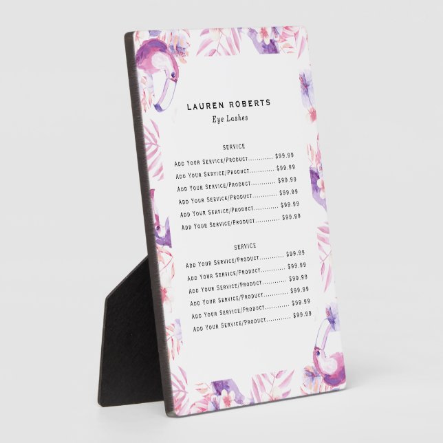 Rose White Luxe Eyelashes Price List Plaque (Side)