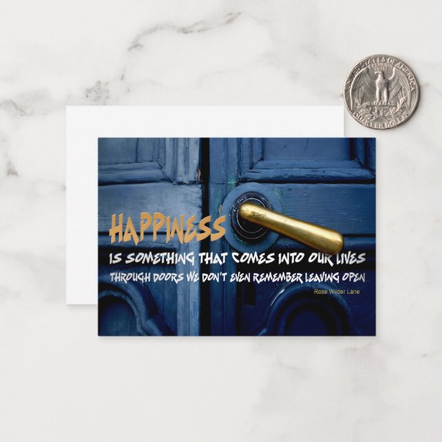 Rose Wilder Lane Inspirational Quote "Happiness" Card (Front/Back In Situ)
