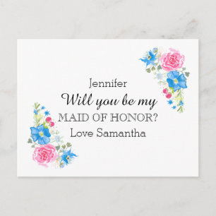 Rose wildflower watercolor   Personalise Invitation Postcard