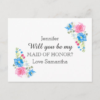 Rose wildflower watercolor | Personalise Invitation Postcard