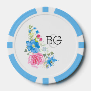 Rose wildlfower watercolor   Personalise Poker Chips