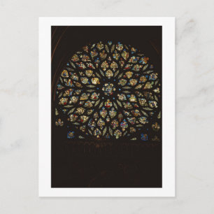 Rose window above the west door, with scenes depic postcard
