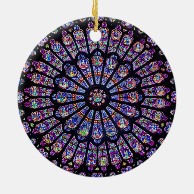 Rose Window of Norte Dame Cathedral Ceramic Ornament (Back)