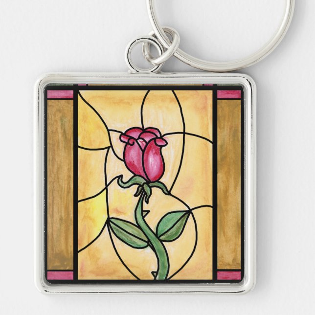Rose Window Square Keychain (Front)