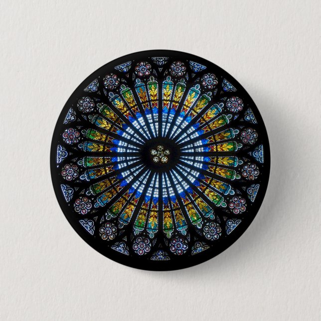 rose window strasbourg cathedral 6 cm round badge (Front)