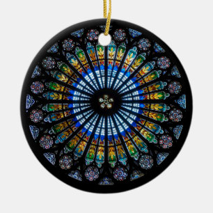rose window strasbourg cathedral ceramic tree decoration