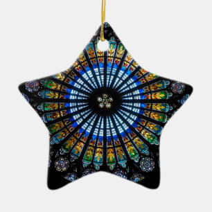 rose window strasbourg cathedral ceramic tree decoration