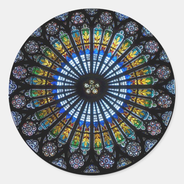 rose window strasbourg cathedral classic round sticker (Front)
