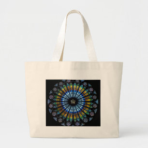 rose window strasbourg cathedral large tote bag