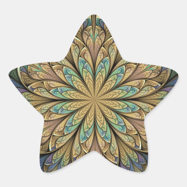 Rose Window Yellow Abstract Stained Glass Star Sticker (Front)