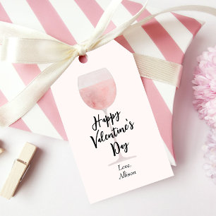 Rosé Wine Glass Happy Valentine's Day Gift Tags