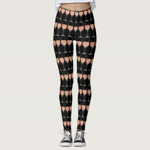 Rosé wine glass spandex leggings