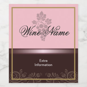 Rose Wine Label With Grapes
