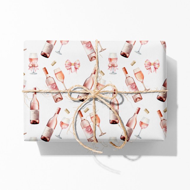 Rosé Wine Lover Wrapping Paper Sheet (rosé wine lover watercolor gift wrap paper
)