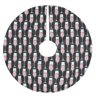 Rose Wine Pattern Brushed Polyester Tree Skirt