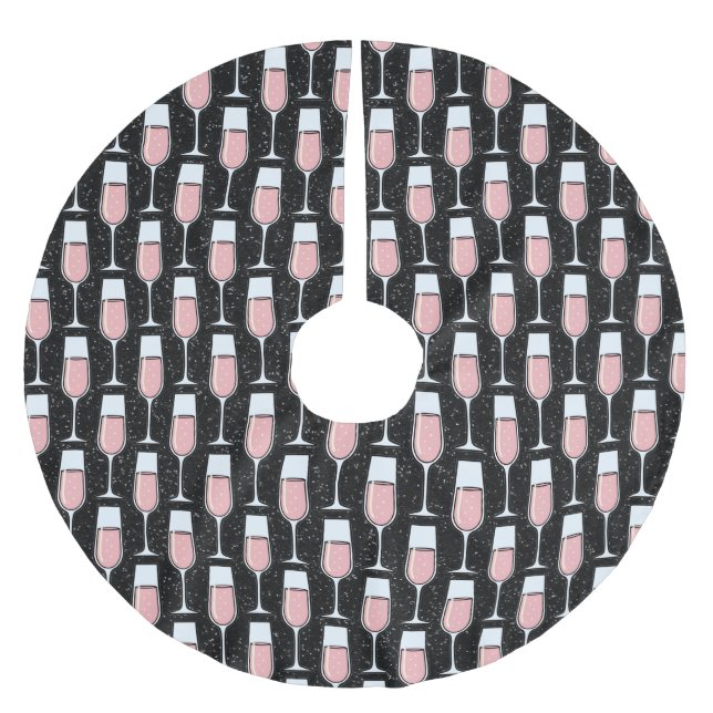 Rose Wine Pattern Brushed Polyester Tree Skirt (Front)