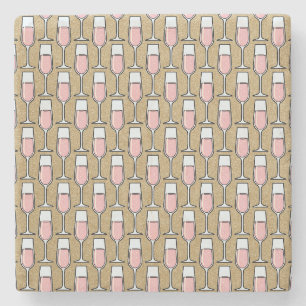 Rose Wine Pattern Gold Stone Coaster