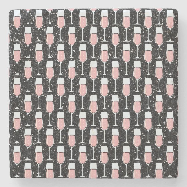 Rose Wine Pattern Stone Coaster (Front)