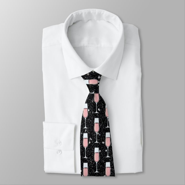 Rose Wine Pattern Tie (Tied)