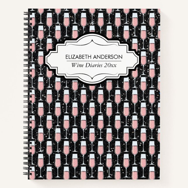 Rose Wine Pattern - Wine Diaries Notebook (Front)