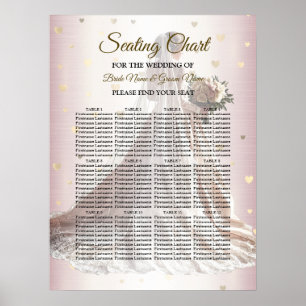Rose Winter Wedding Bride Golden Shiny Hearts Poster