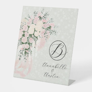 Rose Wisteria Cascading Bouquet Pedestal Sign