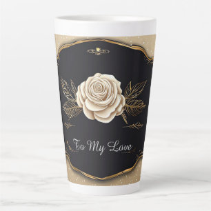 Rose with Golden Sparkling Details Latte Mug