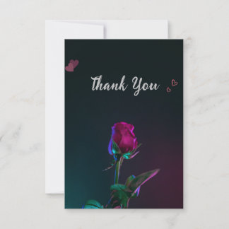 Rose with personal note two side thank you card