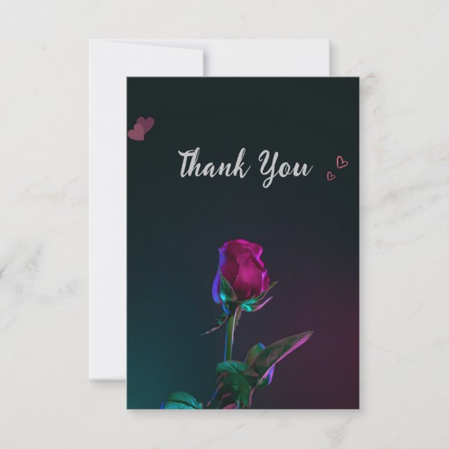 Rose with personal note two side thank you card (Front)